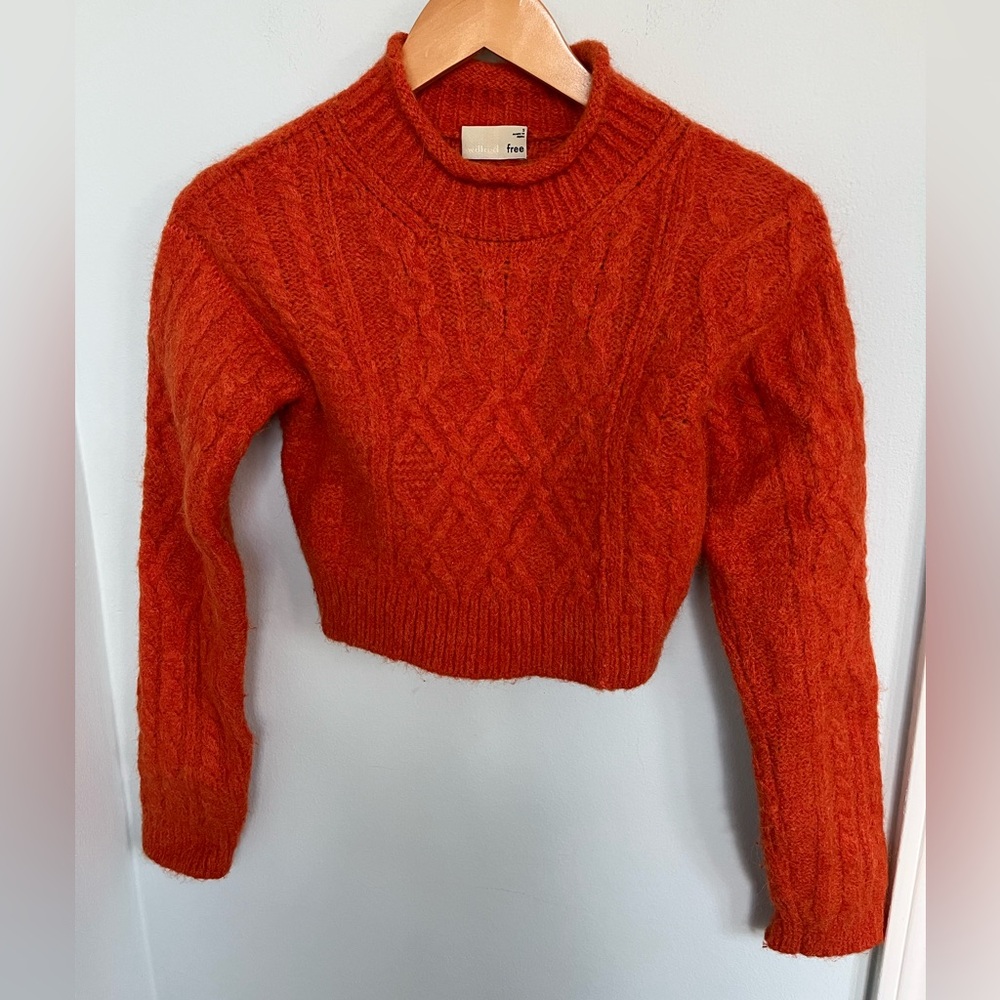 Wilfred Orange Cable Knit Turtleneck Sweater